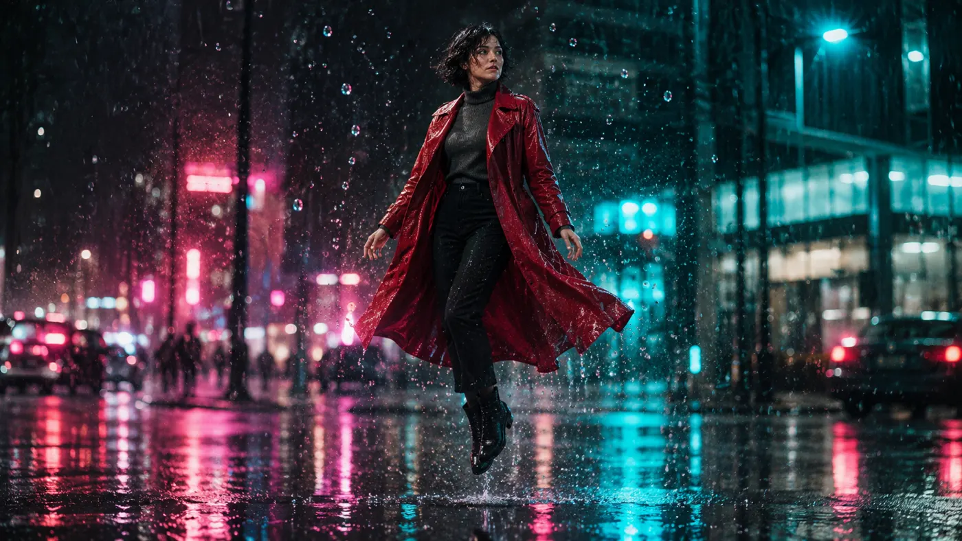 Levitación con gotas de lluvia congeladas en el aire.
